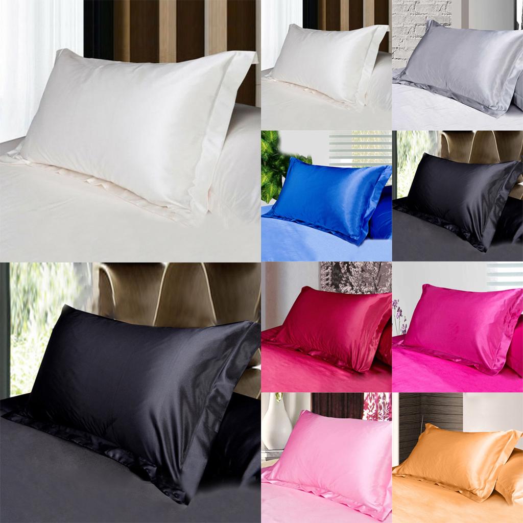 Buy 1pcs Silk Satin Standard Pillow Case Cushion Cover Pillowcase Home