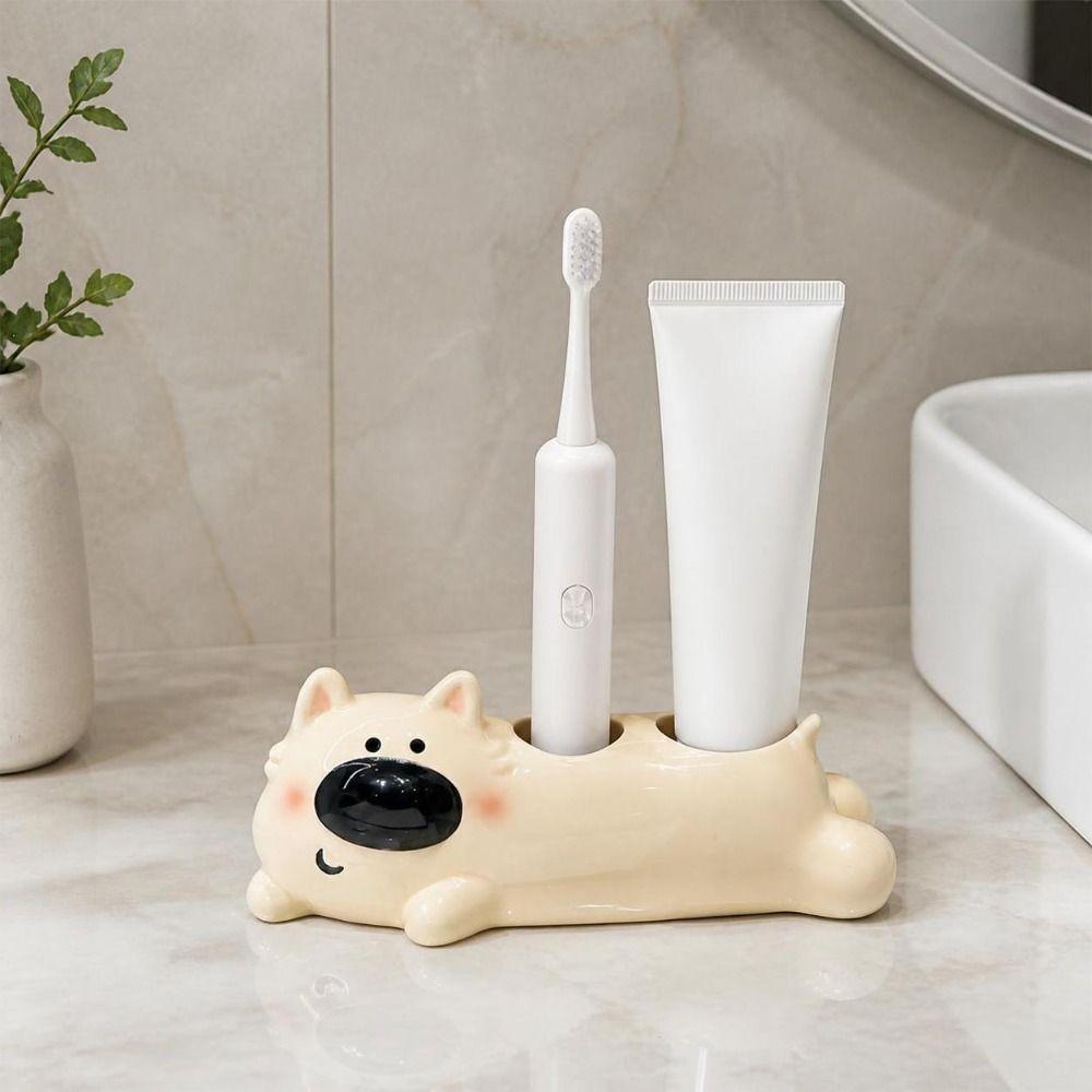 Creative Puppy Toothbrush Holder Ceramic Electric Toothbrush Stand Washstand