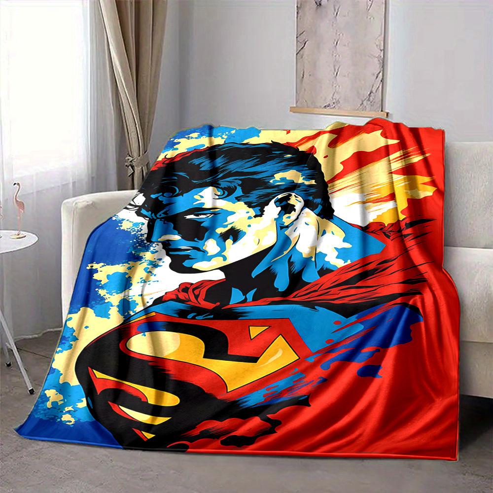 1pc Superhero Flannel Throw Blanket - HD Printed Lightweight Soft Warm All-Season Blanket for Sofa, Bed, Travel058