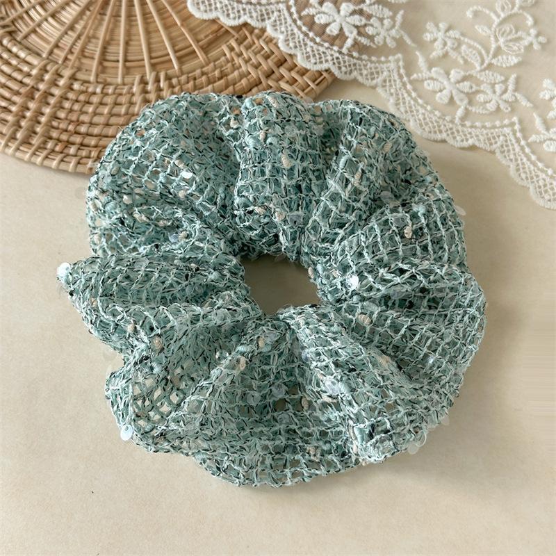 

Rhinestone Studded Sheer Hair Scrunchie Sparkly Soft Accessory For Party Hair Styling And Special Events For Elegant Ladies Hollow Sequin Blue