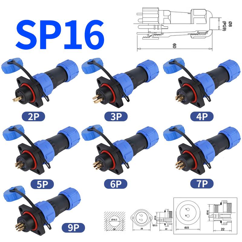 IP68 aviation plug socket connector M/P flange SP/SD13/16/17/20/21 2/3/4/5PIN male female butt joint waterproof and dustproof