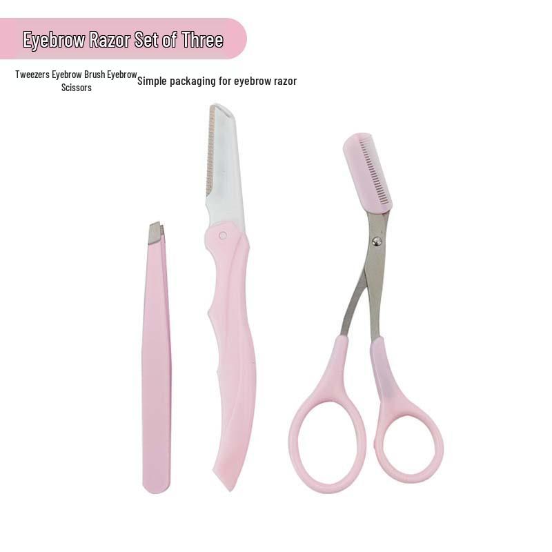 Eyebrow Grooming Tool Set: Safe Blade Razor, Anti-scratch Scissors, Brush, Comb & Trimmer