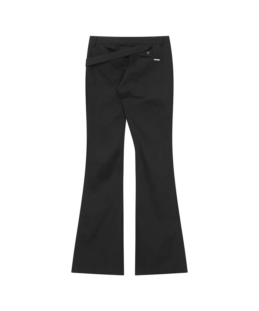 MISEKI SEOUL Diagonal Strap Bootcut Pants Black