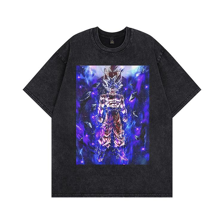 Summer New American Washing Water Short Sleeves Old High Street Style T-shirt Heavy Loose Couple Tide Men and Women Same Style