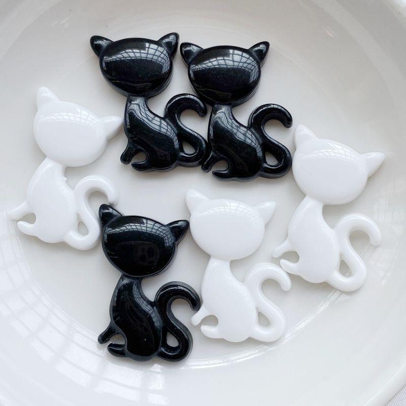 10 Pcs New Cute Cartoon Black Cat, White Cat Series Flat Back Resin Scrapbooking DIY Jewelry Hairpin Craft Decoration Accessorie