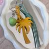 Colorful Coconut Tree Keyring Travel Accessory Alloy And Leather Rope Keychain With Summer Island Accent