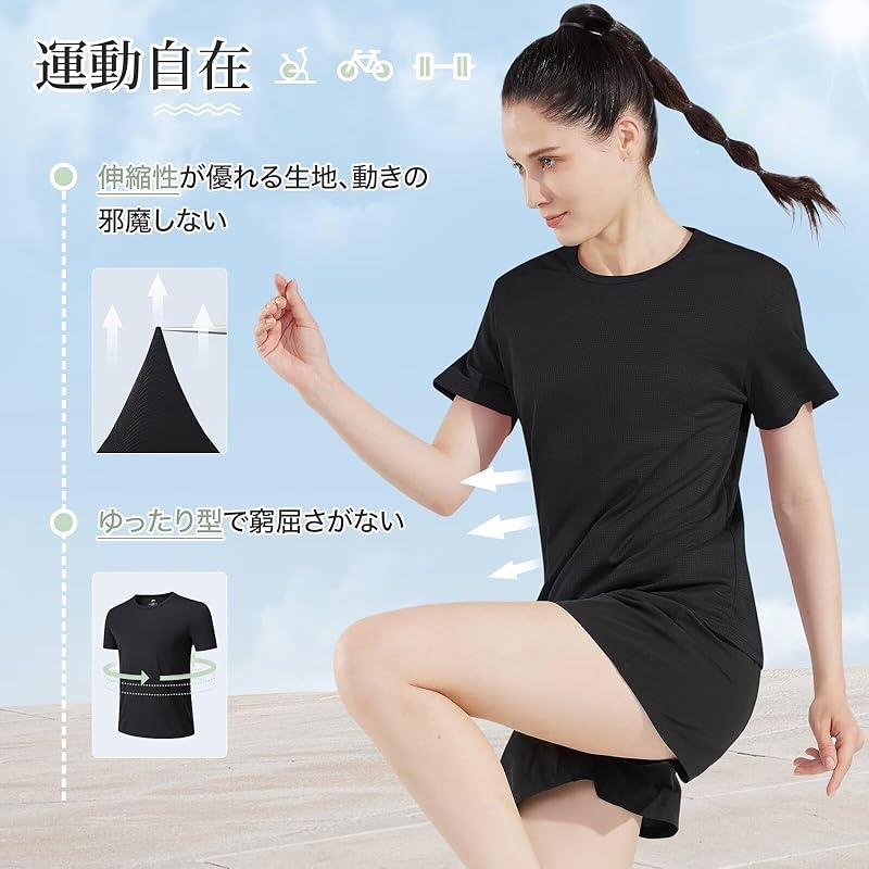 [Rovidorx] T-shirt Ladies Short Sleeve Sports Relaxing Tee Shirt Large Size Gym Wear Sport T-shirt Quick Drying Dry T-shirt Sportswear Running