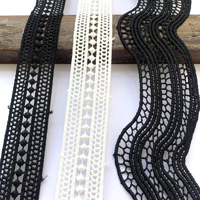 2m/6.56ft cada Paquete Encaje ancho grande Ribete negro Curva costura accesorio de cortina hecho a mano DIY manualidad Encajes decoraciones bajo de vestido