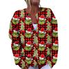 Women's Fashion Christmas Printed Long Sleeve Knitted Cardigan Button Down Jacket