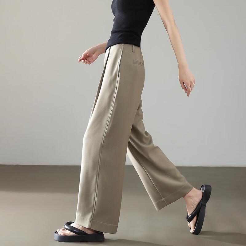 Demana Women's Elegant Summer Pleated Cropped Straight Leg Pants