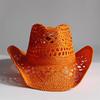 8 Colors Cowboy Straw Hat Hand-Woven Hollow Men'S And Women'S Summer Sun Hat Jazz Straw Hat Western Cowboy Hat Sombrero