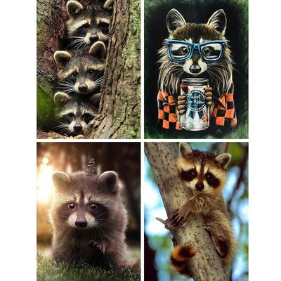 5D-Diamant-Malerei, Waschbär-Set, voller Bohrer, quadratisch, Diamant-Stickerei, Tiere, Bild von Strasssteinen, Mosaik, Kunsthandwerk, Heimdekoration