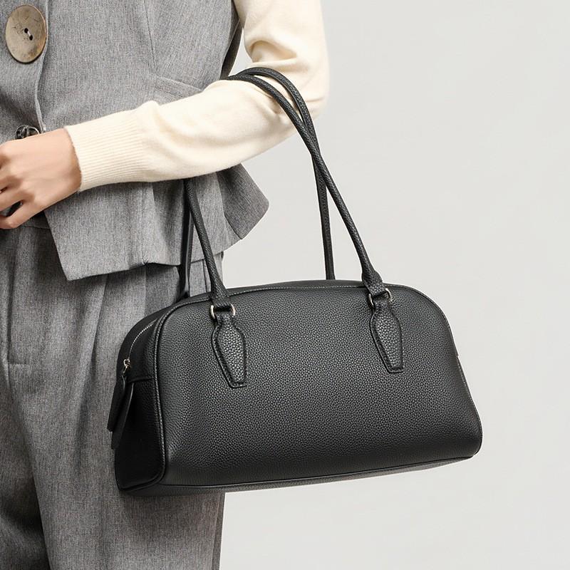 Row Boston Bowling Bag Leather Women's Handheld Single Shoulder Luxury Underarm