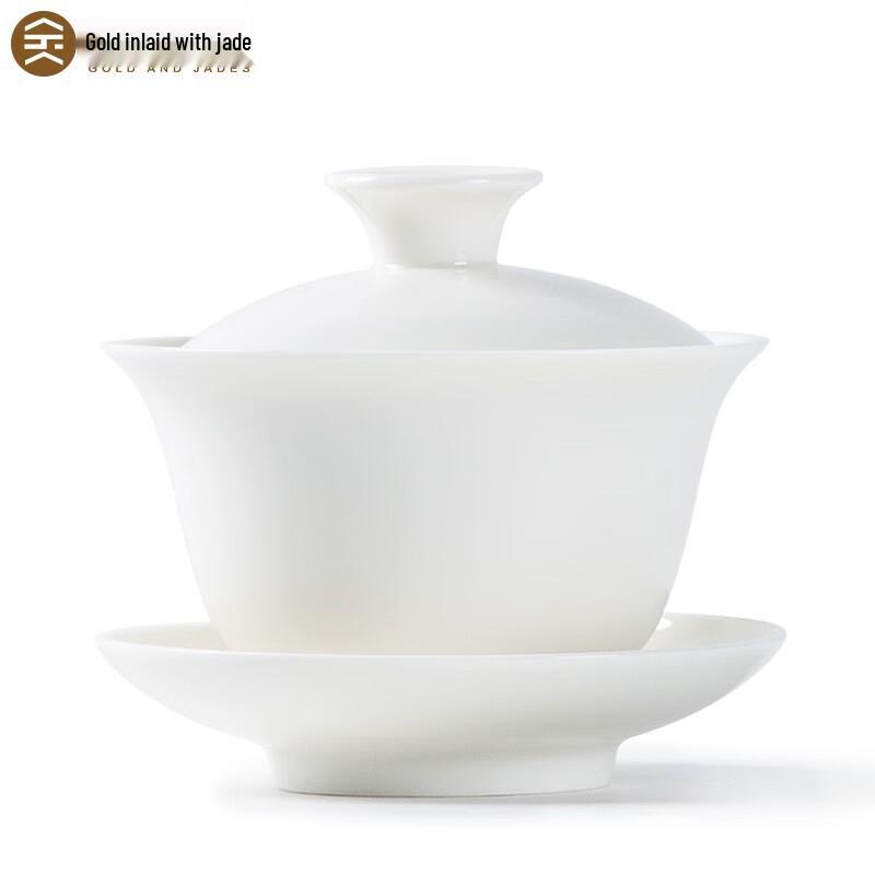 Gold-Inlaid Jade Style Porcelain Gaiwan