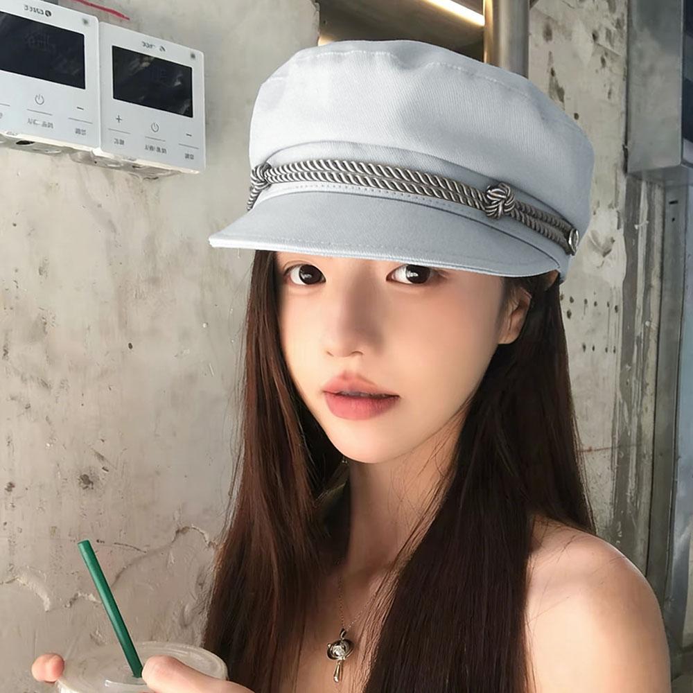 Japanese Retro Denim Cloud Berets Cap Solid Color Simple Women's Artist Hat Elegant Octagonal Hat Casual Versatile Newsboy Hat