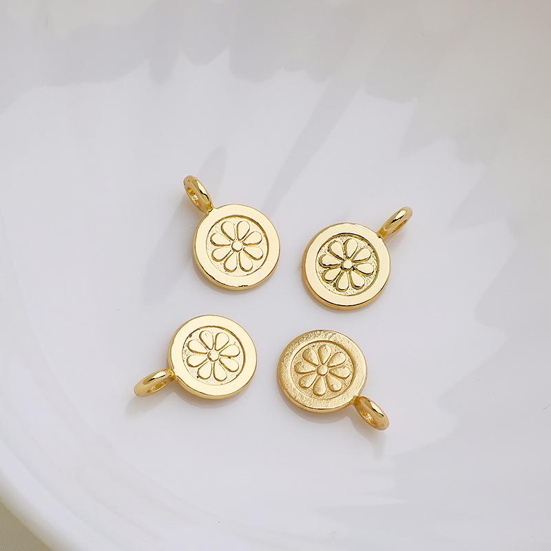 14K Goldplattiertes Smiley-Gesicht & Pflaumenblüten-Kürbis-Anhänger – DIY Handgefertigter Blumenschmuck Zubehör