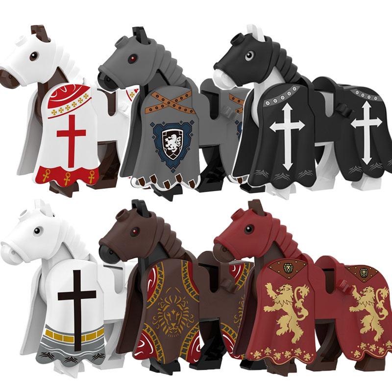 Building Blocks Medieval Ancient Solider Figures Knight Gifts Equipments Accessories Vest War-horse Flags MOC Mini Bricks Toys