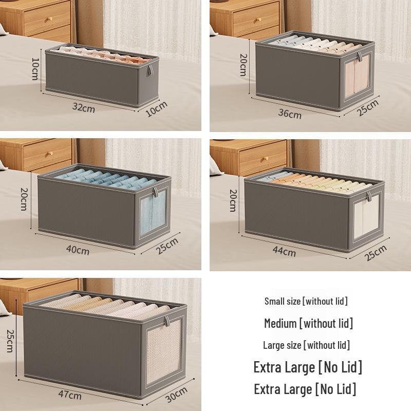 Oxford Cloth Lidded Storage Box with Window - Dustproof Closet Organizer
