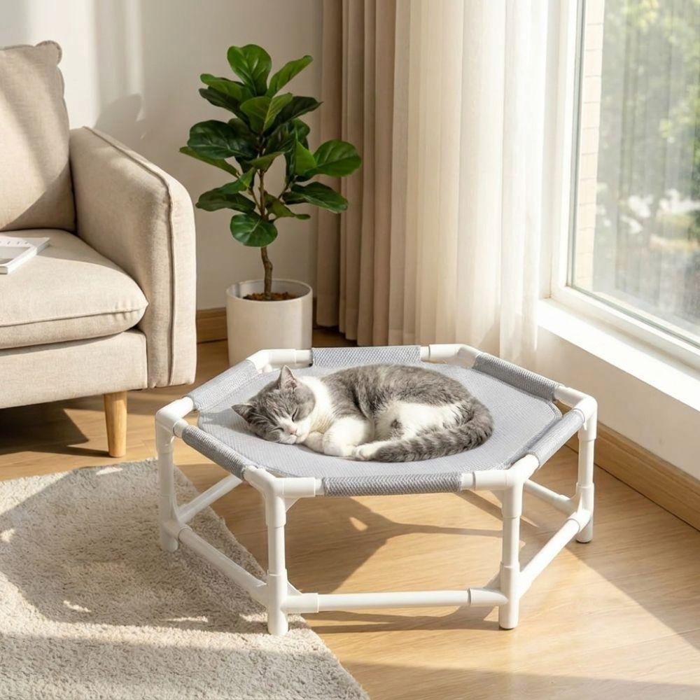 Folding Pet Camping Bed Removable Cat Hammock Comfortable Cat Elevated Bed  Outdoor