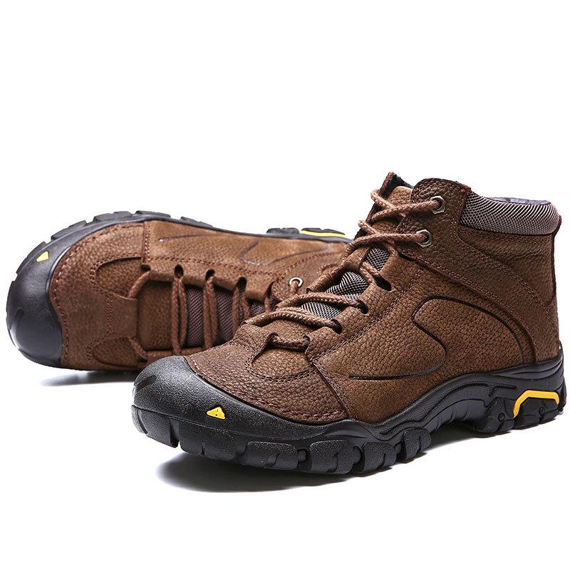 Autumn and Winter Hiking Shoes Cotton-Padded Shoes with Velvet Men's Leather Non-Slip Waterproof Winter Warm Men's Outdoor Snow Boots
