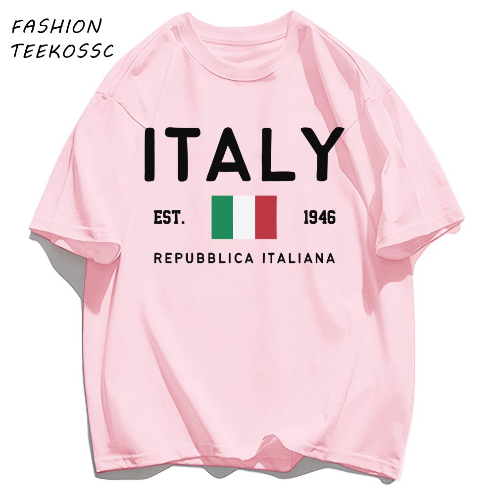Italy Repubblica Italiana Printed Men T Shirts AllMatch Cotton TShirt Casual Crewneck Loose Streetwear Man Summer Basics Top