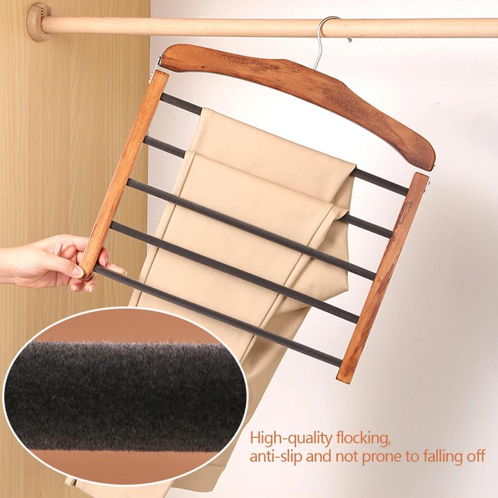 Scaffale Multifunzionale Multi-livello in Legno Massello per Pantaloni Appendiabiti Domestico in Legno Scaffale porta Asciugamani Sciarpe Cravatte Non segna