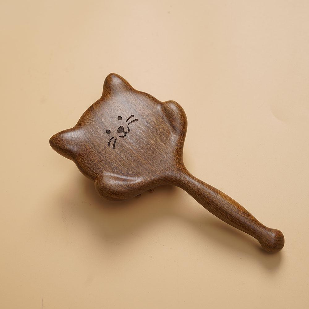 

Расческа с воздушной подушкой в виде головы кошки из сандалового дерева для детей - гладкая и портативная парикмахерская щетка