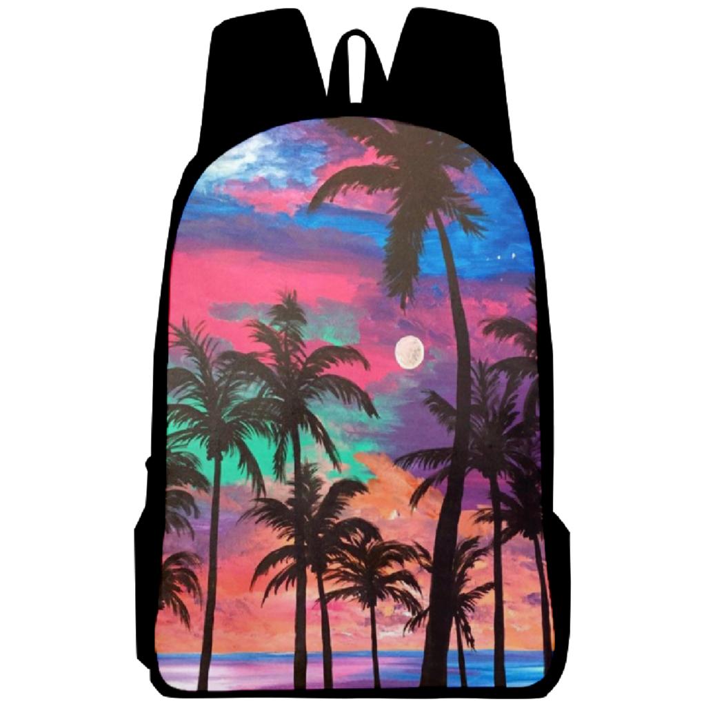 Classic Popular Coconut Tree Notebook Backpacks Pupil School Bags 3D Print Oxford Waterproof Boys/Girls Laptop Backpacks