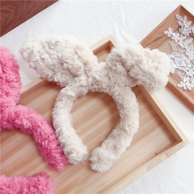 Autumn And Winter Big Bow Headband Ins Korean Style Three-Dimensional Rabbit Ears Face Wash Headband Hair Decoration Plush Headband Female