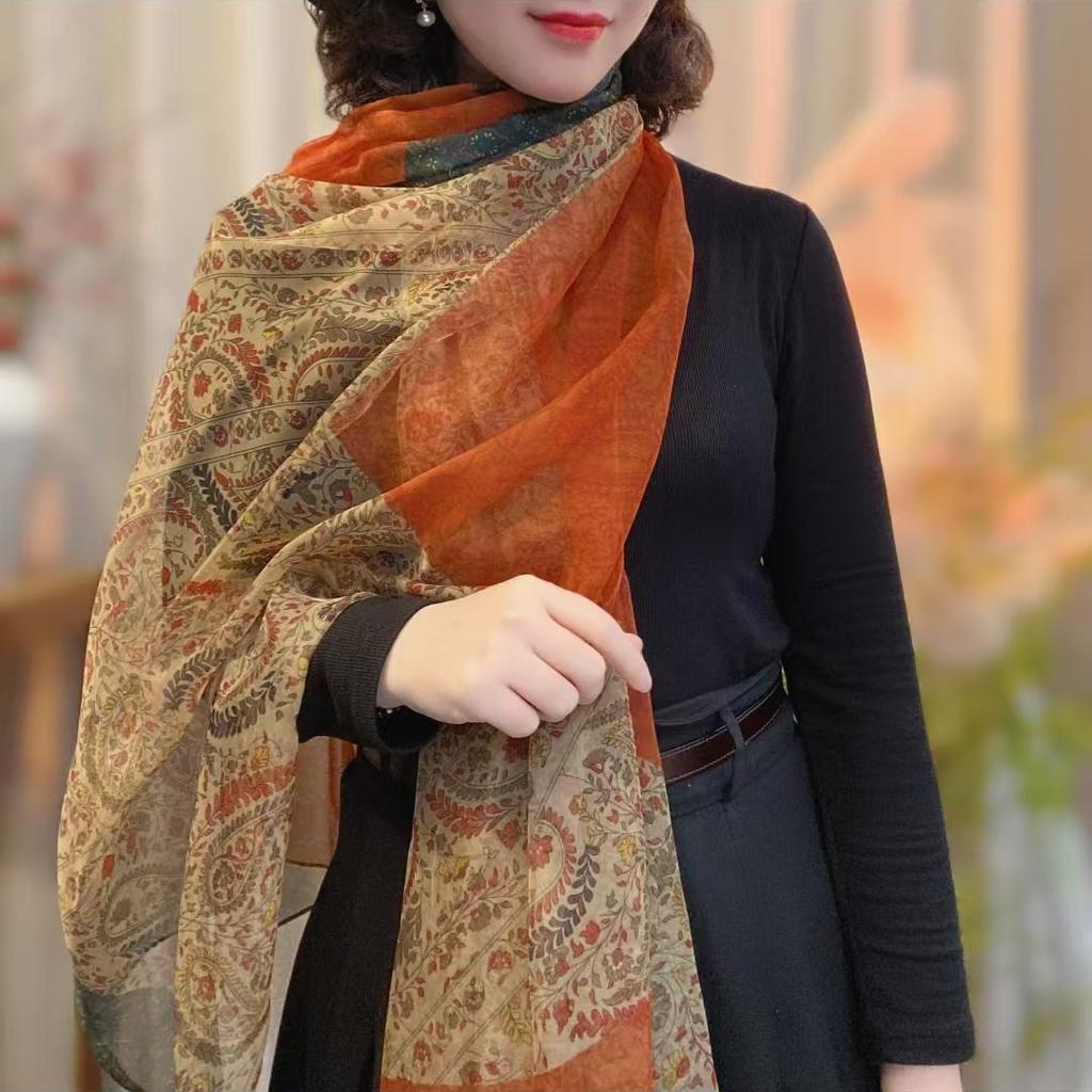 New Spring and Summer Soft Yarn Scarf Large-size Printed Beach Towel High-end Sun Protection Scarf Shawl