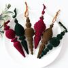 9-teiliges Set Samt-Weihnachtskugeln in einfarbig, Vintage-Kugeln mit langer Spitze, Hängende Ornamente, Kranz