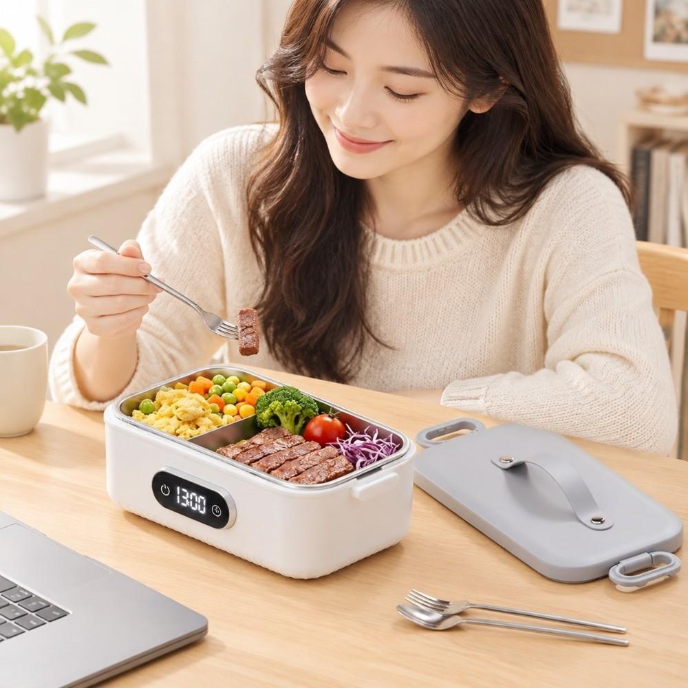 4-speed Temp Wireless Heating Food Container Cordless & Water-free Electric Lunch Box Travel Meals