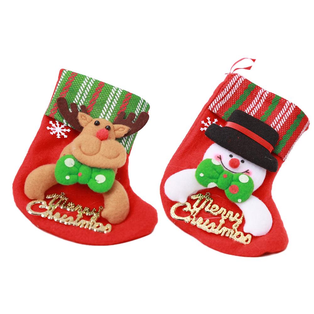Grote Capaciteit Kerst Gebreide Sokken Geborduurde Streep Kerstsokken Kat Klauw Opknoping Ornamenten Kerstboom Hanger