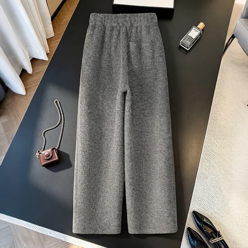 Women's Wool Blend High-Waisted Drawstring Casual Pants