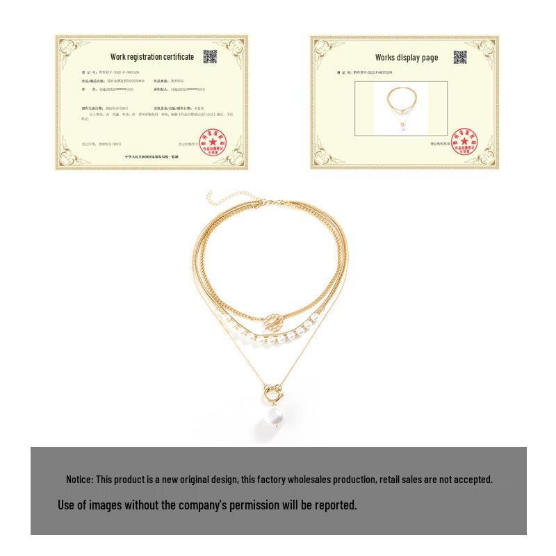 Kenjie Multi-Row Pearl Pendant Necklace for Women - Autumn/Winter Versatile Fashion Accessory