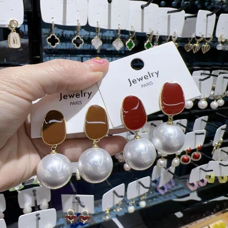 Fashion Simulated Pearl Earrings Personality Metal Geometry Drop Kinds of Exaggerated Drop Earrings Women's Jewelry