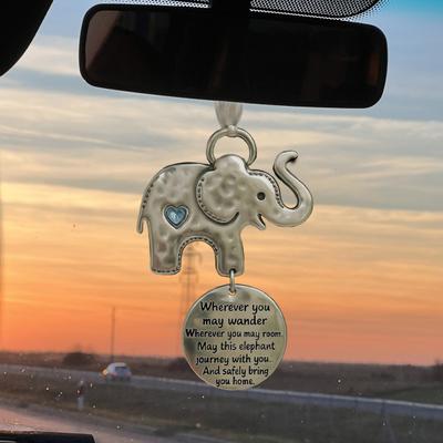Enfeite de Amizade Elefante Yousheng Pingente de Carro Enfeite de Irmandade Verdadeira com Palavras Inspiradoras Design Polido à Mão Simbolizando Pingente Eterno