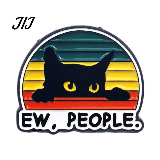 Canvas Bags Brooch Cartoon Black Cat Pin, Enamel Animal Lapel Pin for Collars Decorative Pins Men Women, Badge Clothing Scarves Sweaters Alloy