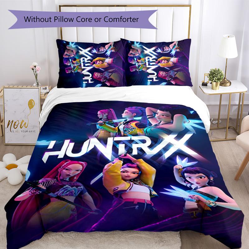 Set Biancheria da Letto KPOP Hunter 3 Pezzi Copripiumino Chiusura Include 1 Copripiumino & 2 Federe per Tutte le Stagioni Camera da Letto Casa Arredamento Stanza del Dormitorio