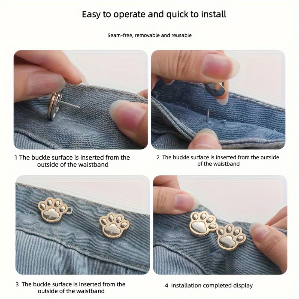 Cute Cat Claw Waist Buckle Pair, Removable Nail-free Seam-free Waist Button, Waist Circumference Large Change Small Waist Button -  Waist Fit Artifact