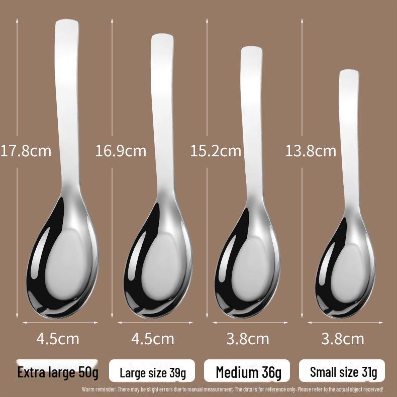 Jieyang Stainless Steel Tableware: Thickened Soup, Rice, and Watermelon Spoons