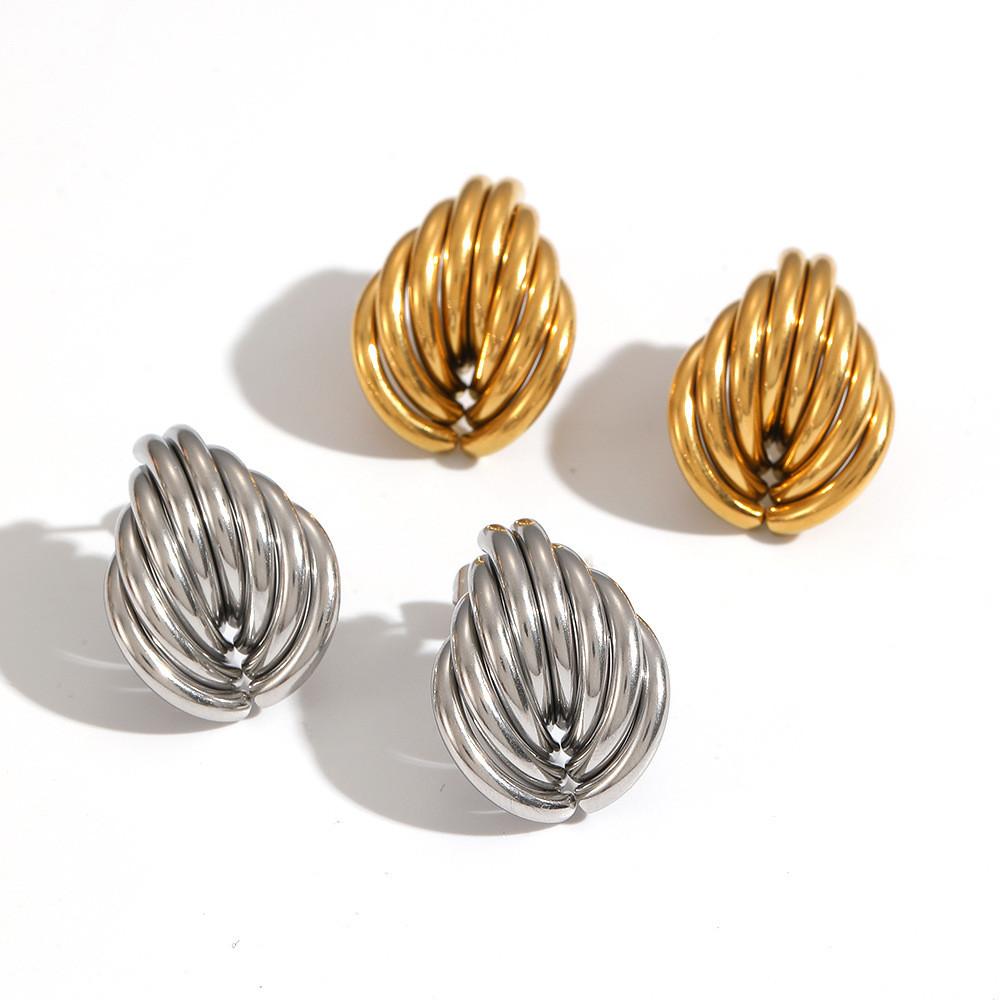 Geometric Stainless Steel Earrings For Women With Pvd Finish For Trendy Fashion