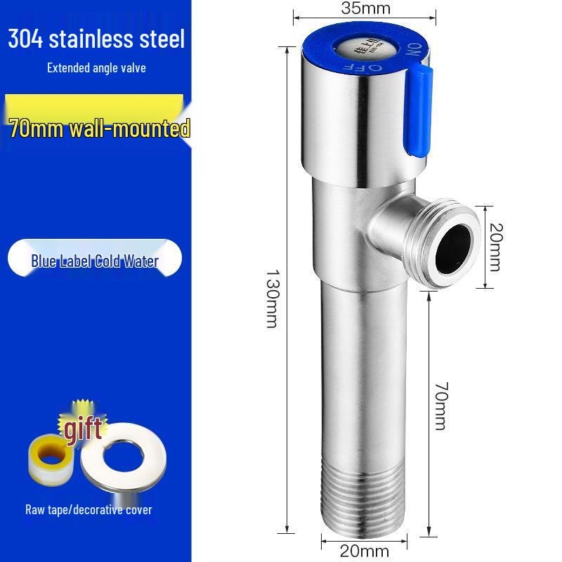 304 Stainless Steel Angle Stop Valve for Water Heater and Toilet, Wall-Mounted Triangle Design, Thickened Type