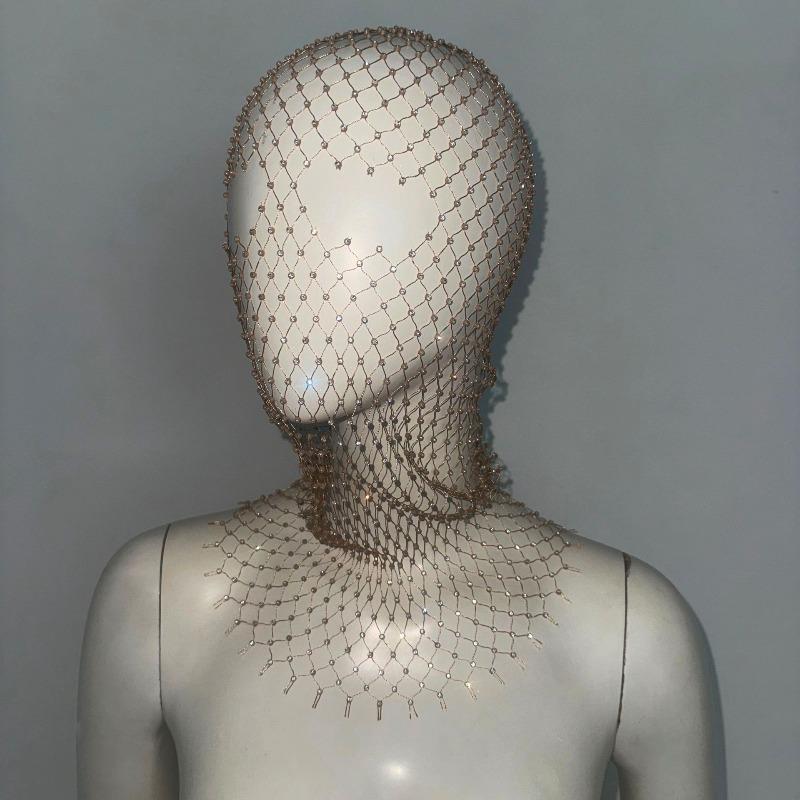 Meier Accessorize with a rhinestone elastic mesh headband - holiday carnival sparkling diamond face mask