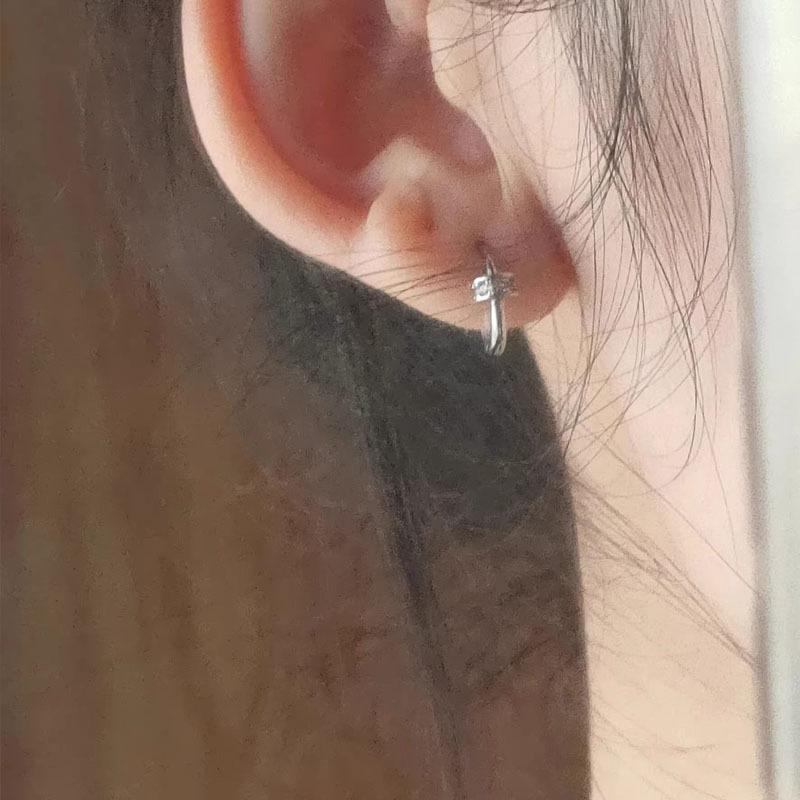 PONYKISS Sterling Silver Zircon Round Hoop Earrings for Women Classic Fine Minimalist Geometric Accessories