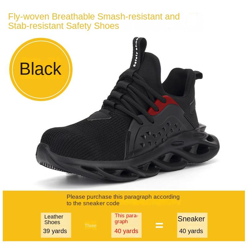 Labor Insurance Shoes Men's Breathable Fly-woven Steel Head Smash-proof Stab-proof Safety Shoes Protective Work Shoes