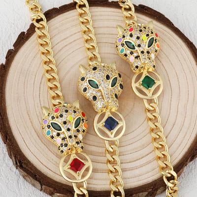Creative and Exquisite Cheetah Title Round Money Bracelet Inlaid with Zirconia Hand Accessories for Women
