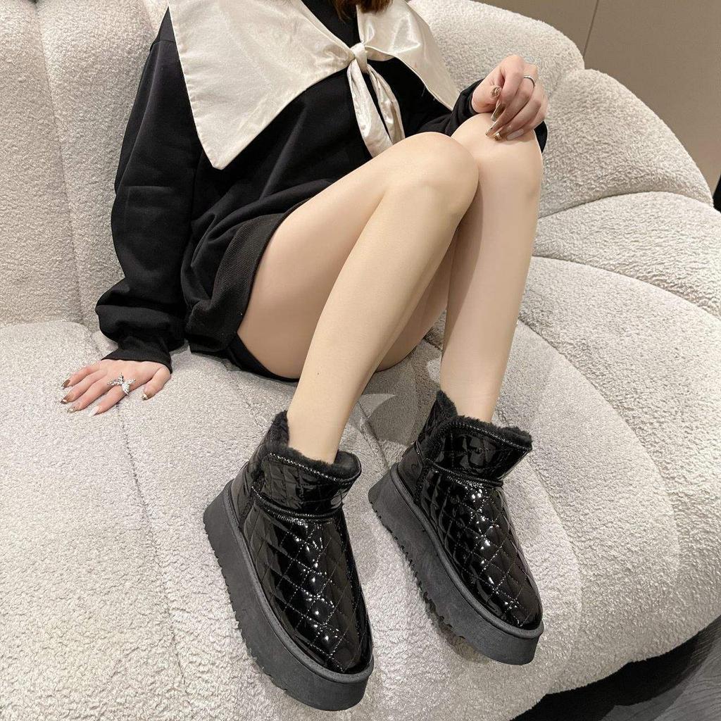 Damenschuhe wasserdichte Schneestiefel Damen 2025 Winter neu verdickt rutschfest Samt thermisch Baumwollschuhe Stiefeletten erhöhte Höhe