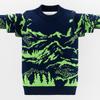 Maglione Jacquard Paesaggio Autunno/Inverno da Ragazzo - Manica Lunga, Caldo, Girocollo