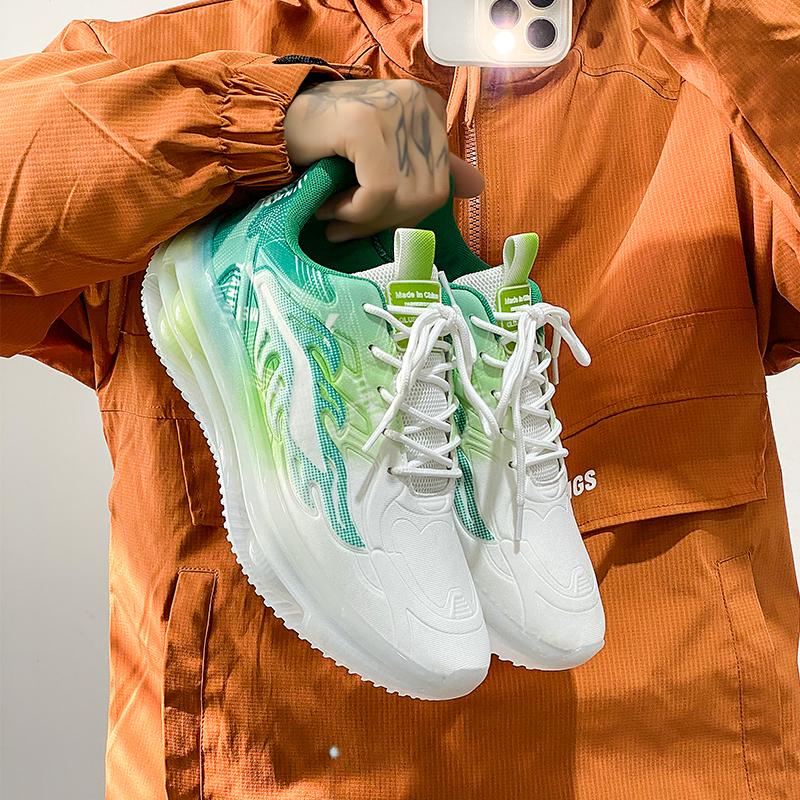 

Новые модные мужские кроссовки Four Seasons с толстой подошвой для студентов и мальчиков, трендовые кроссовки с мягкой подошвой, дышащие, повседневные кроссовки для бега 44 зелёный